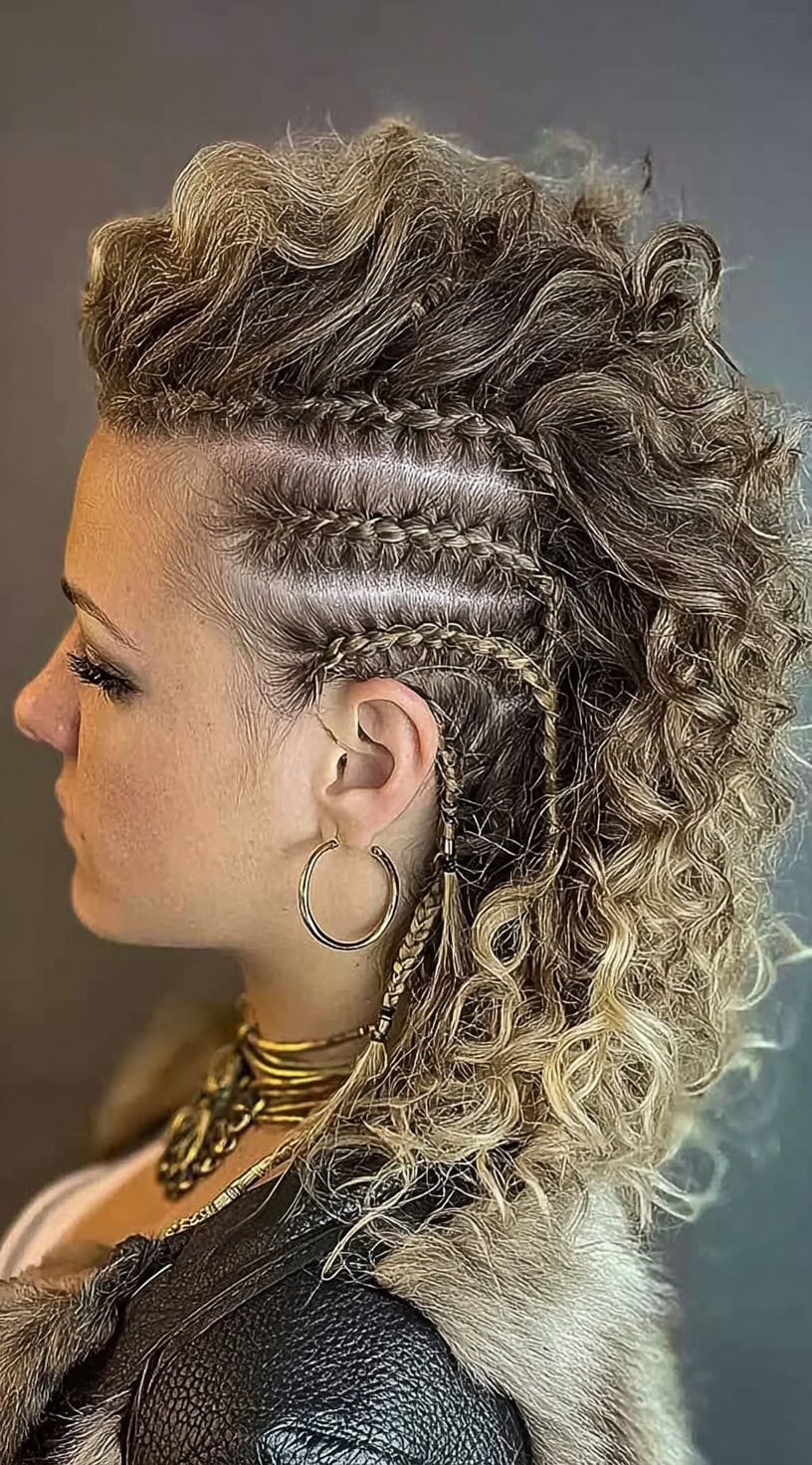 Collarbone Mohawk With Braids And Curls Collarbone Mohawk With Braids And Curls — Classy Viking Braids