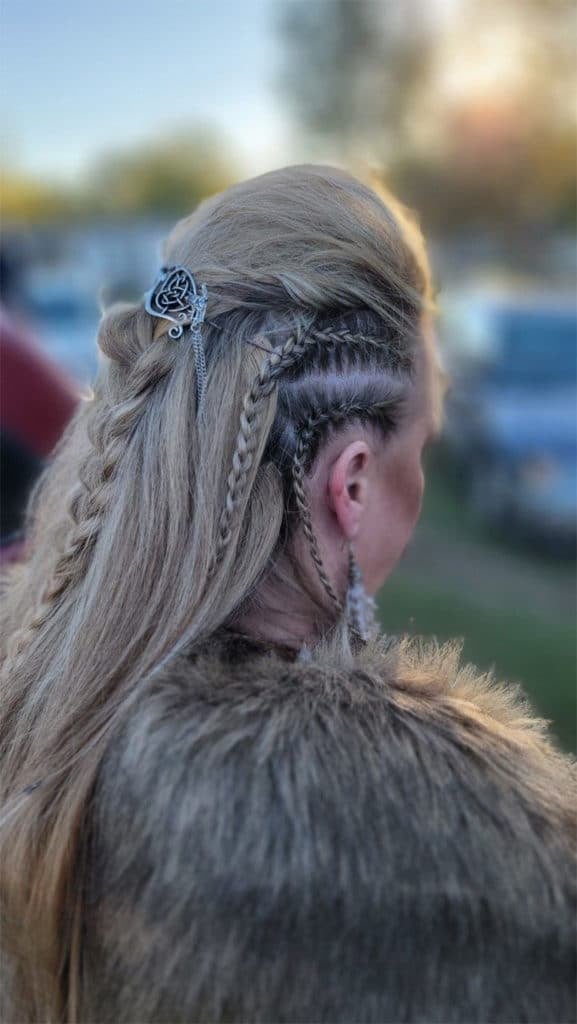 Mid-Back Blonde With Viking Braids And Accessory Mid-Back Blonde With Viking Braids And Accessory — Classy Viking Braids
