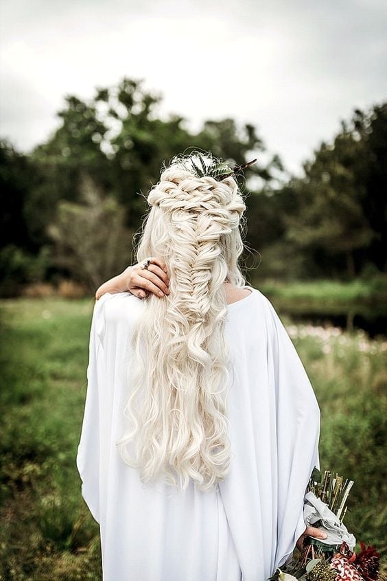 Mid-Back Fishtail Braid With Crown Braids Mid-Back Fishtail Braid With Crown Braids — Classy Viking Braids