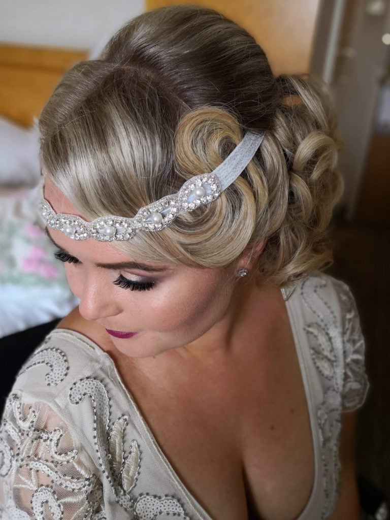 Blonde Updo With Finger Waves and Pearl Headband — Classy Vintage Hairstyles