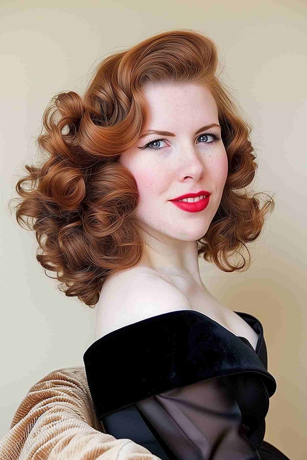 Copper Red Bob With Bouffant Crown and Full Bangs — Classy Vintage Hairstyles