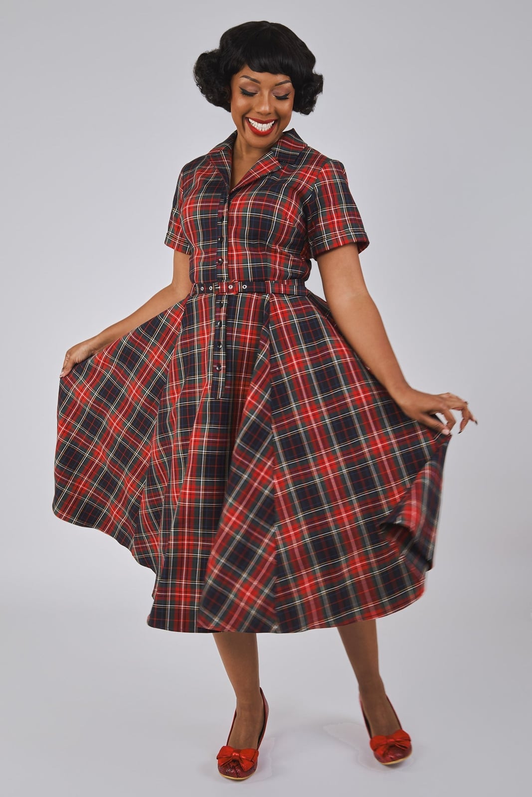 Plaid Collared Swing Dress for Casual Days — Classy Vintage Outfits