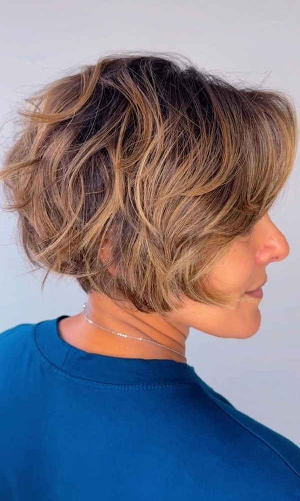 Layered Chin Bob With Tousled Waves — Classy Volumizing Hair