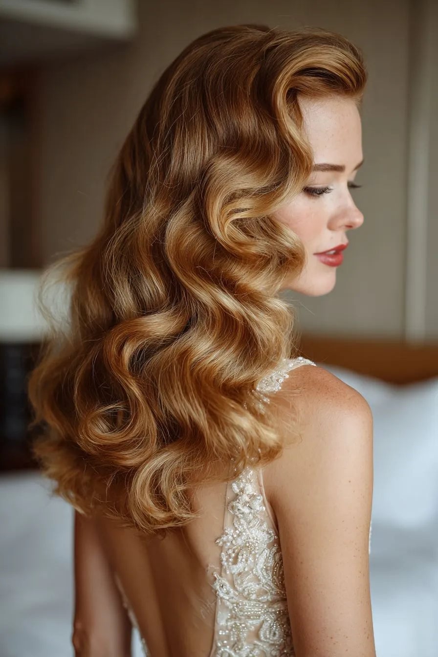 Honey Blonde Mid-Back Waves With Side Part Honey Blonde Mid-Back Waves With Side Part — Classy Wavy Hairstyles