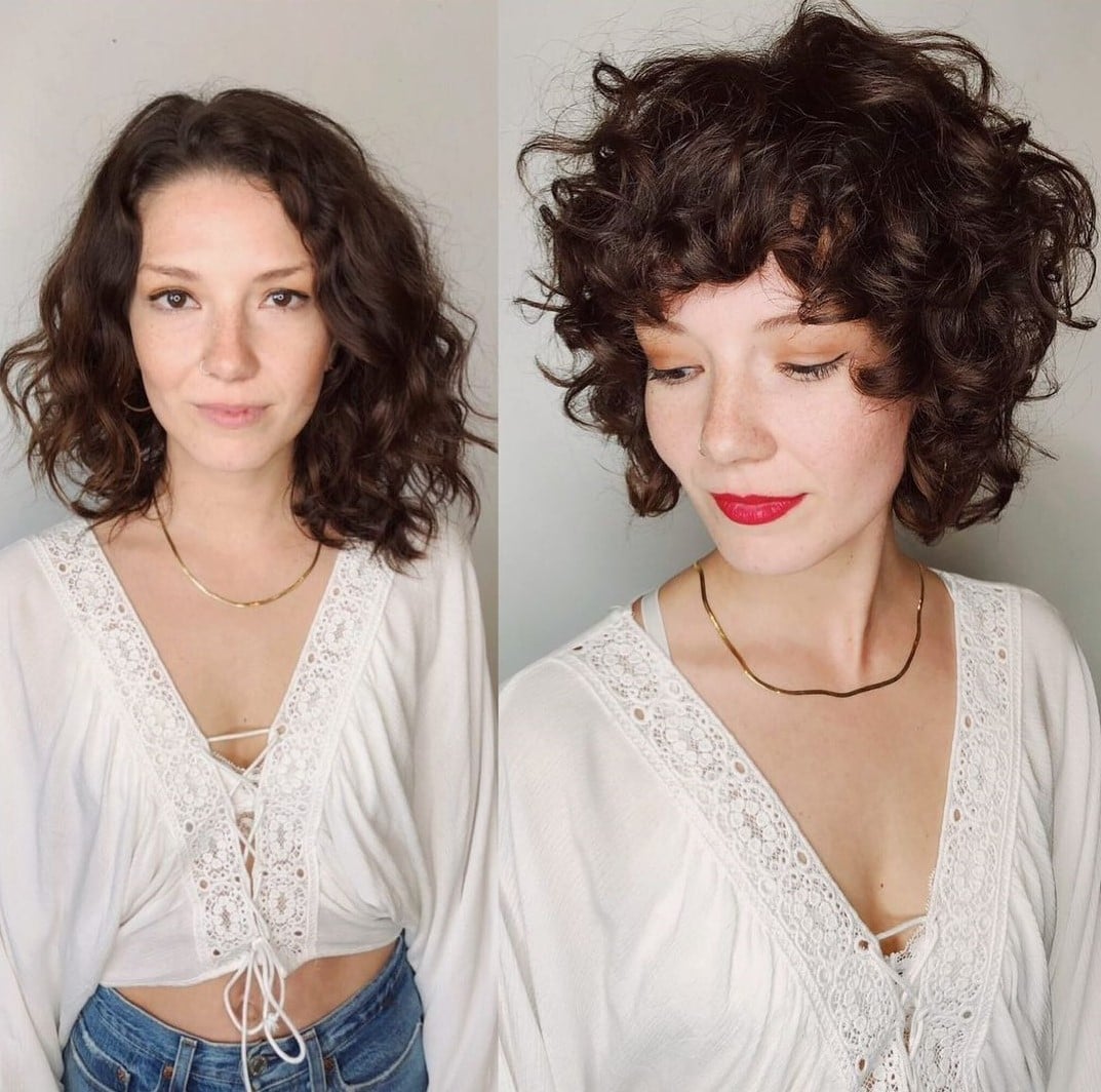 Brunette Shoulder Shag With Curtain Bangs Brunette Shoulder Shag With Curtain Bangs — Classy Wavy Hairstyles