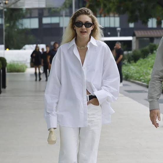 White Collared Shirt With White Wide Leg Pants — Classy White Blouse Outfit