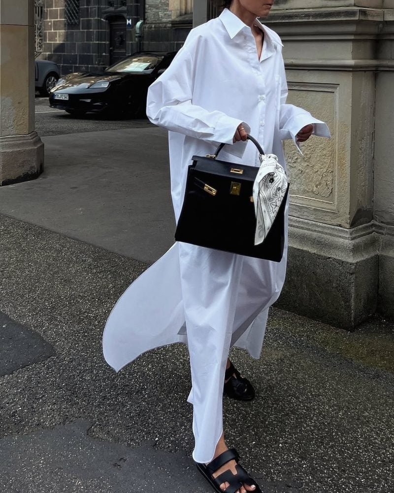 Crisp White Cotton Shirt Dress Maxi Length Crisp White Cotton Shirt Dress Maxi Length — Classy White Dresses Outfit