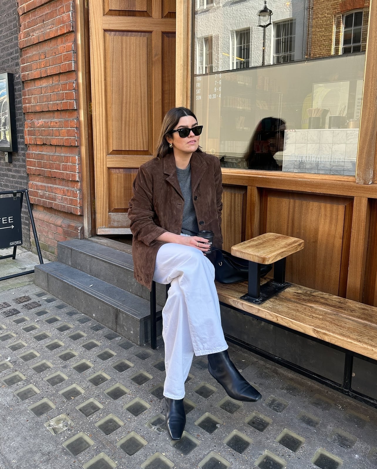 White Straight Leg Jeans With Suede Blazer White Straight Leg Jeans With Suede Blazer — Classy White Jeans Outfits