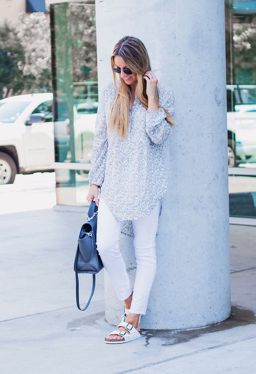 White Skinny Jeans With Floral Tunic White Skinny Jeans With Floral Tunic — Classy White Jeans Outfits