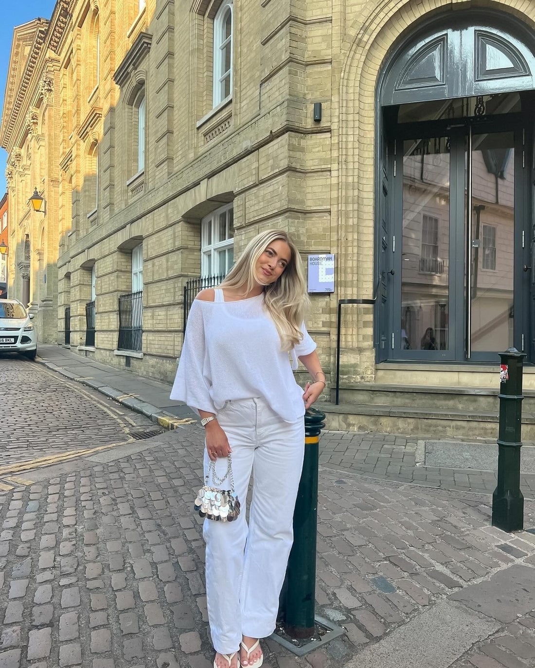 An Off-Shoulder Knit Top With Wide Leg Pants An Off-Shoulder Knit Top With Wide Leg Pants — Classy White Outfits