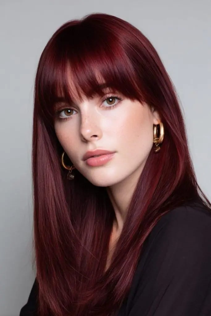 Deep Wine Red Base With Lighter Highlights — Classy Wine Red Hair