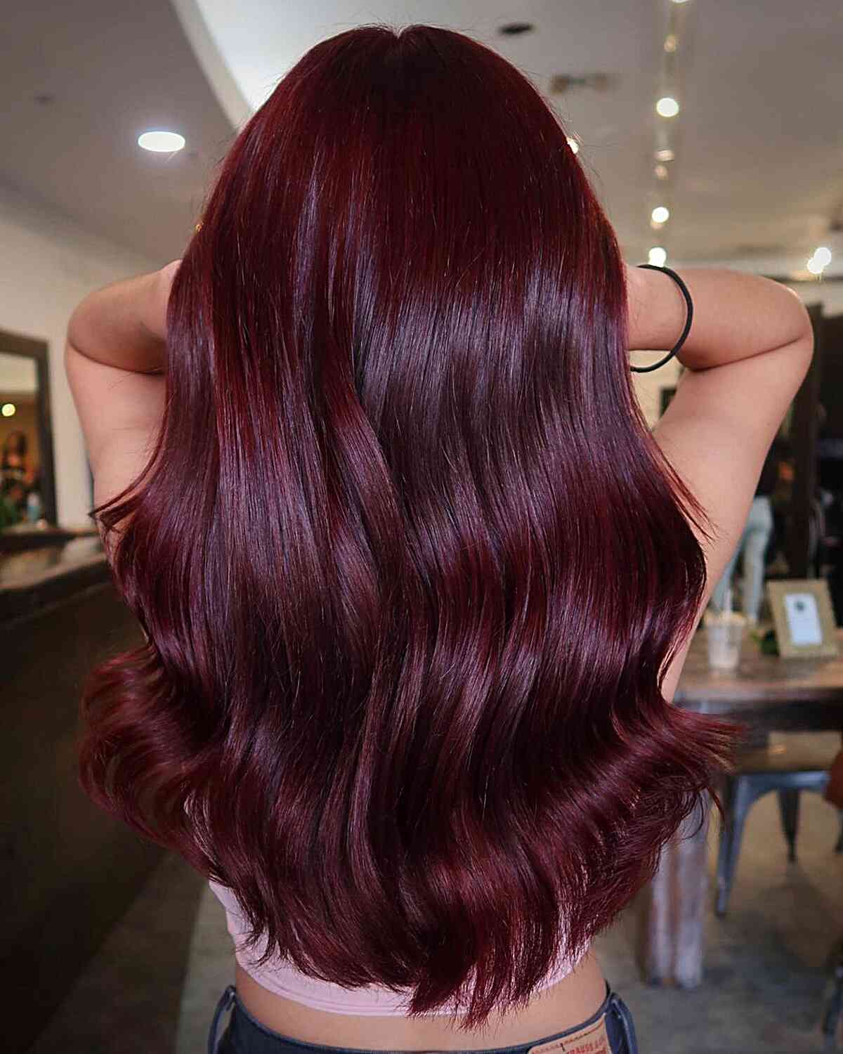 Deep Solid Wine Red Mid-Back — Classy Wine Red Hair