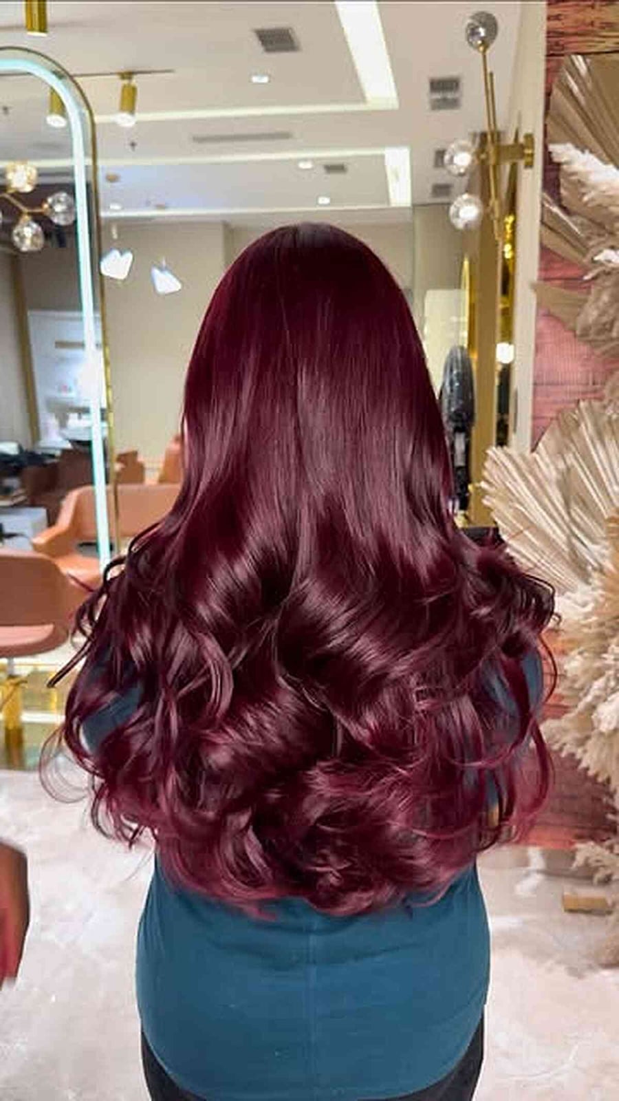 Deep Uniform Wine Red With Curls — Classy Wine Red Hair