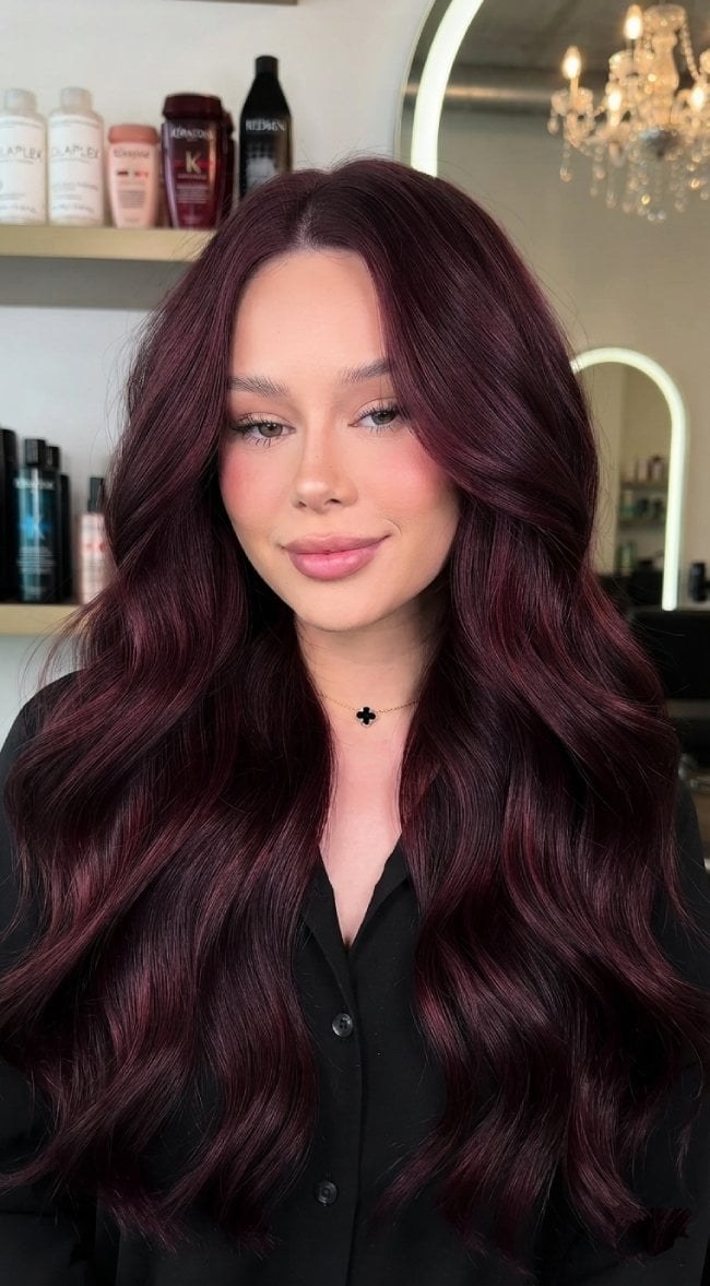 Deep Burgundy With Subtle Red Undertones — Classy Wine Red Hair