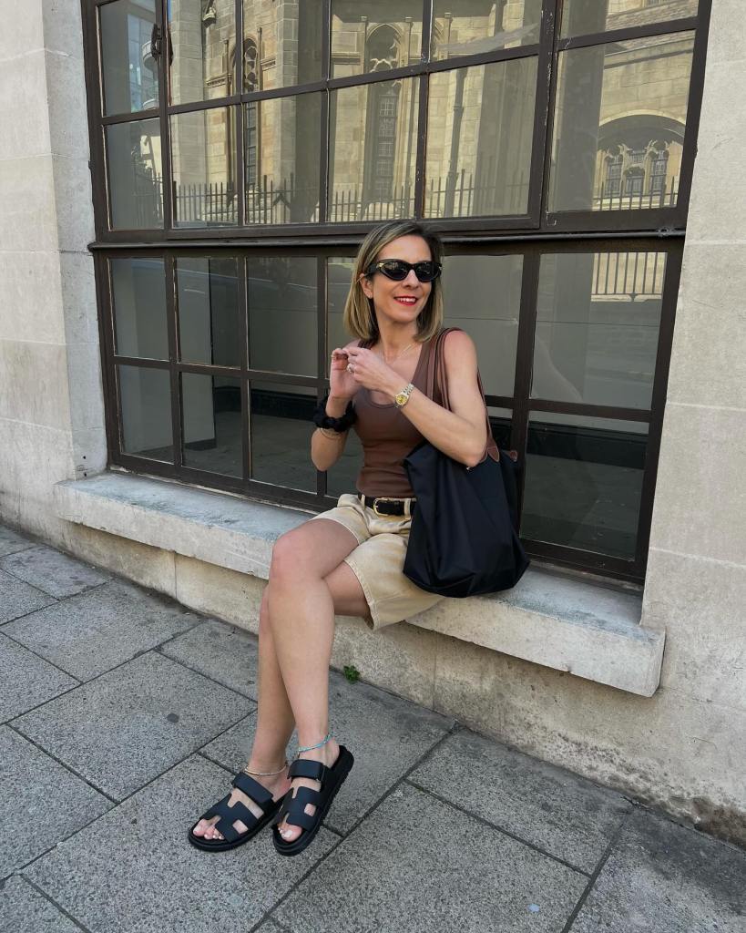 Beige Linen-Like Shorts with Brown Tank Top Beige Linen-Like Shorts with Brown Tank Top — Classy Zoo Outfits