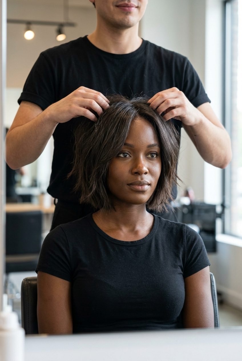 Cold Brew Bob 2026 shoulder-length cool brown bob with choppy layers and blunt ends — edgy & modern