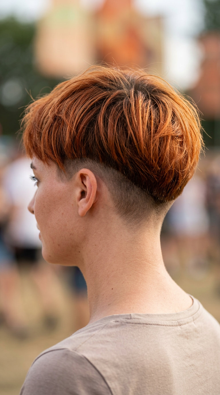 bold undercut haircut in vibrant copper with strawberry blonde ribbons for summer 2026