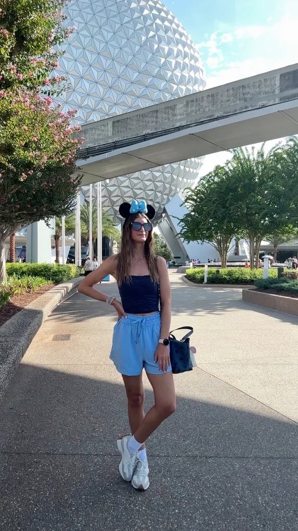 High Waisted Shorts With Bandeau Top And Mouse Ears — Cute Disney Outfit Inspo