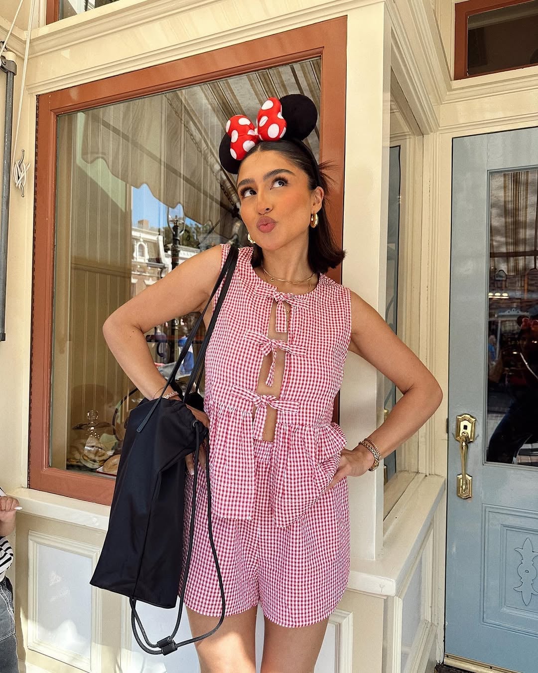 Denim Jacket Over Minnie Mouse Tee And Shorts — Cute Disney Outfit Inspo