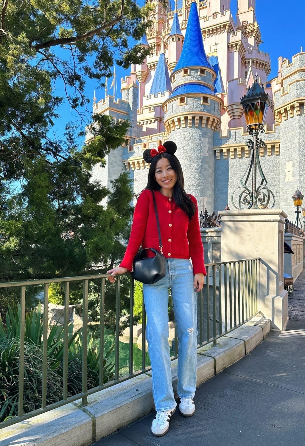 Red Tweed Jacket With Minnie Mouse Ears — Cute Disney Outfit Inspo