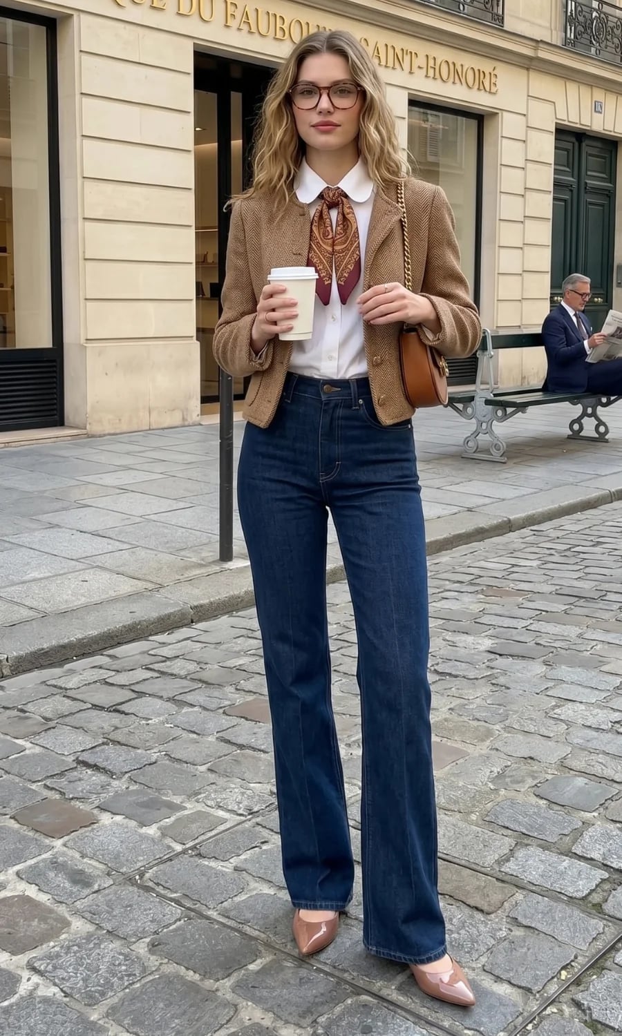 Tweed Blazer With Straight Leg Jeans Tweed Blazer With Straight Leg Jeans — Cute Elegant Outfits
