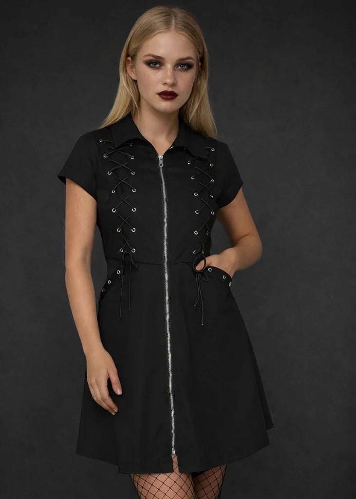 Collared Zipper Front Dress Collared Zipper Front Dress — Cute Emo Outfits