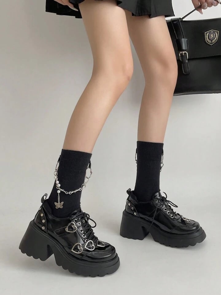 Heart Buckle Platform Loafers Heart Buckle Platform Loafers — Cute Emo Outfits