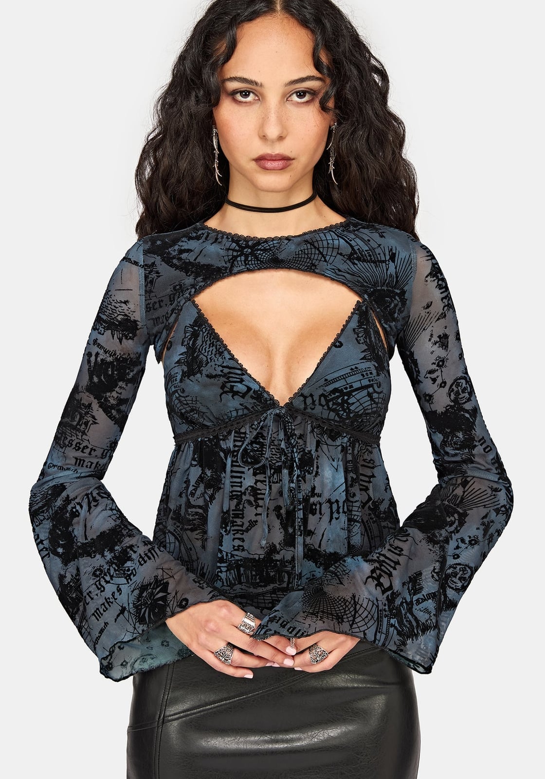 Sheer Mesh Cut-Out Overlay Sheer Mesh Cut-Out Overlay — Cute Emo Outfits