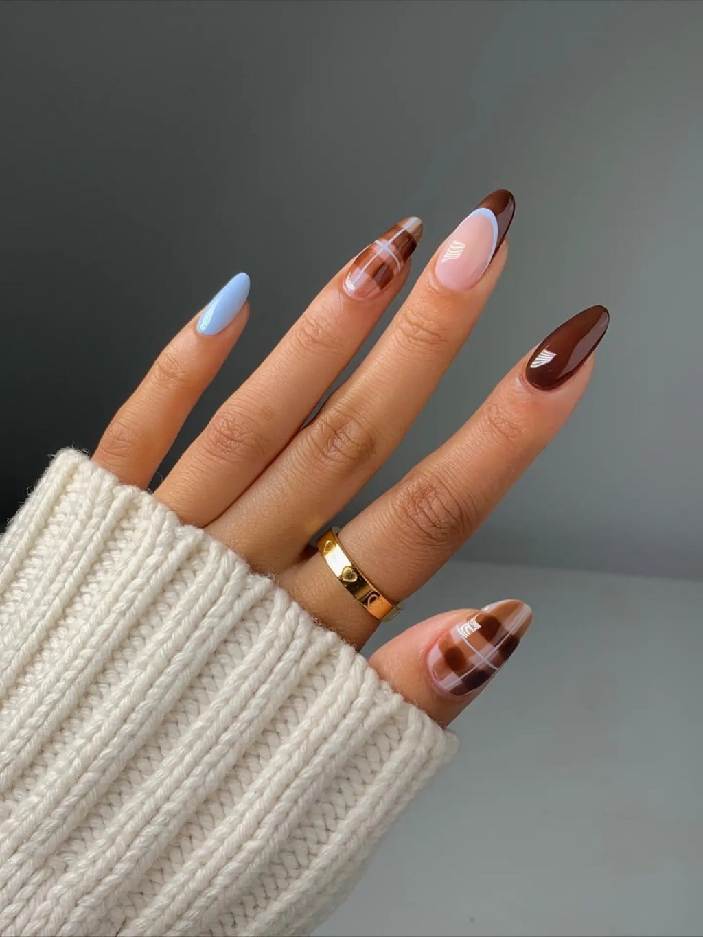 Plaid and French Tip Long Stiletto Nails — Cute Gel X Nails