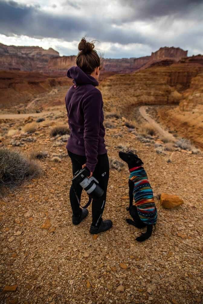 Purple Fleece Hoodie and Technical Pants for a Trail — Cute Hiking Outfit Inspo