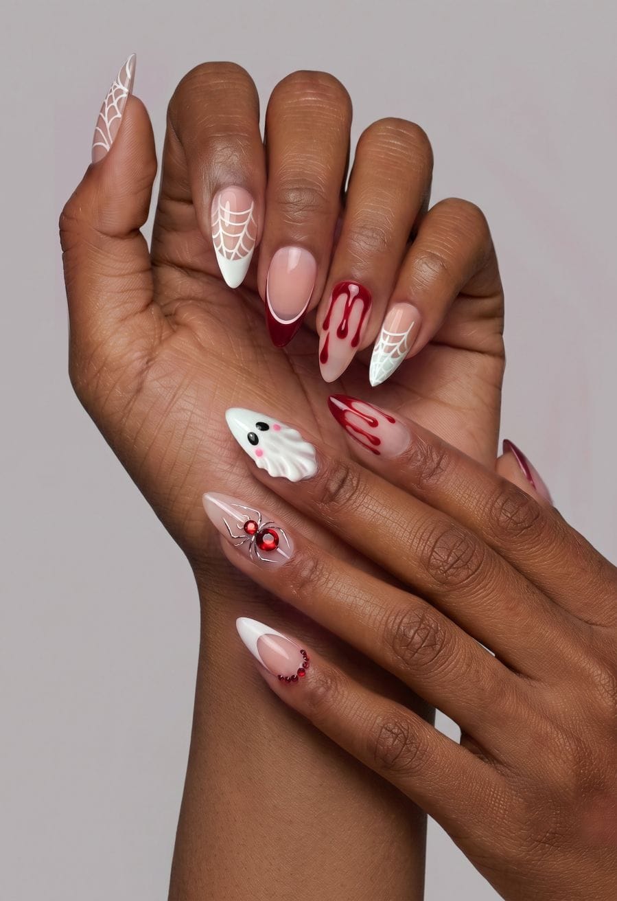 Halloween Themed Medium Almond Nails — Cute Medium Nails