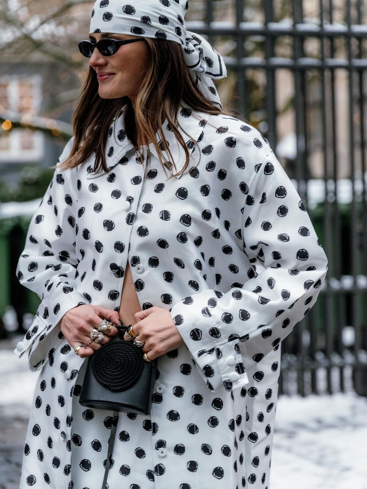 Relaxed Polka Dot Shirt With Matching Headscarf — Cute Polka Dot Outfits