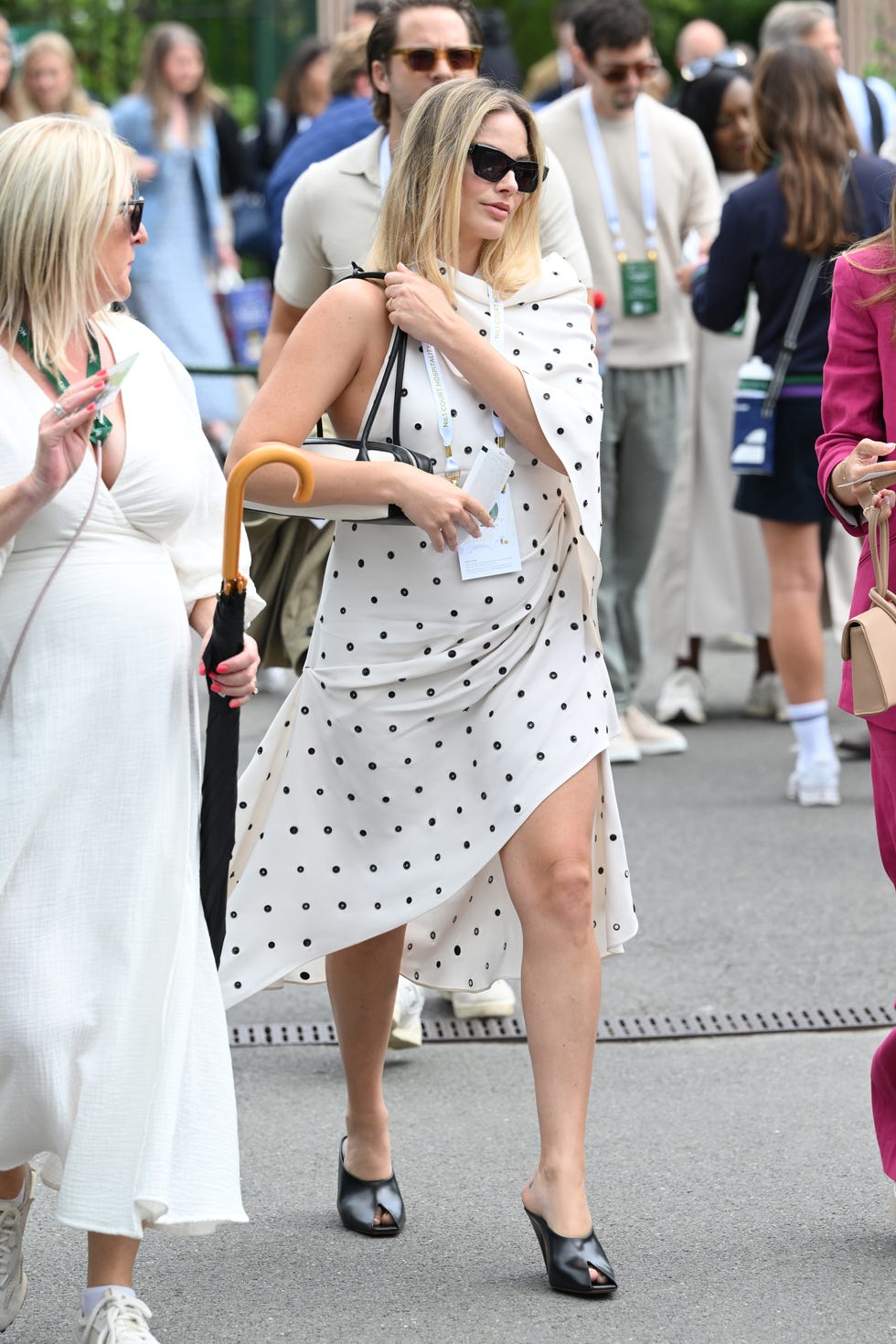 Cream Asymmetric Wrap Dress With Polka Dots — Cute Polka Dot Outfits