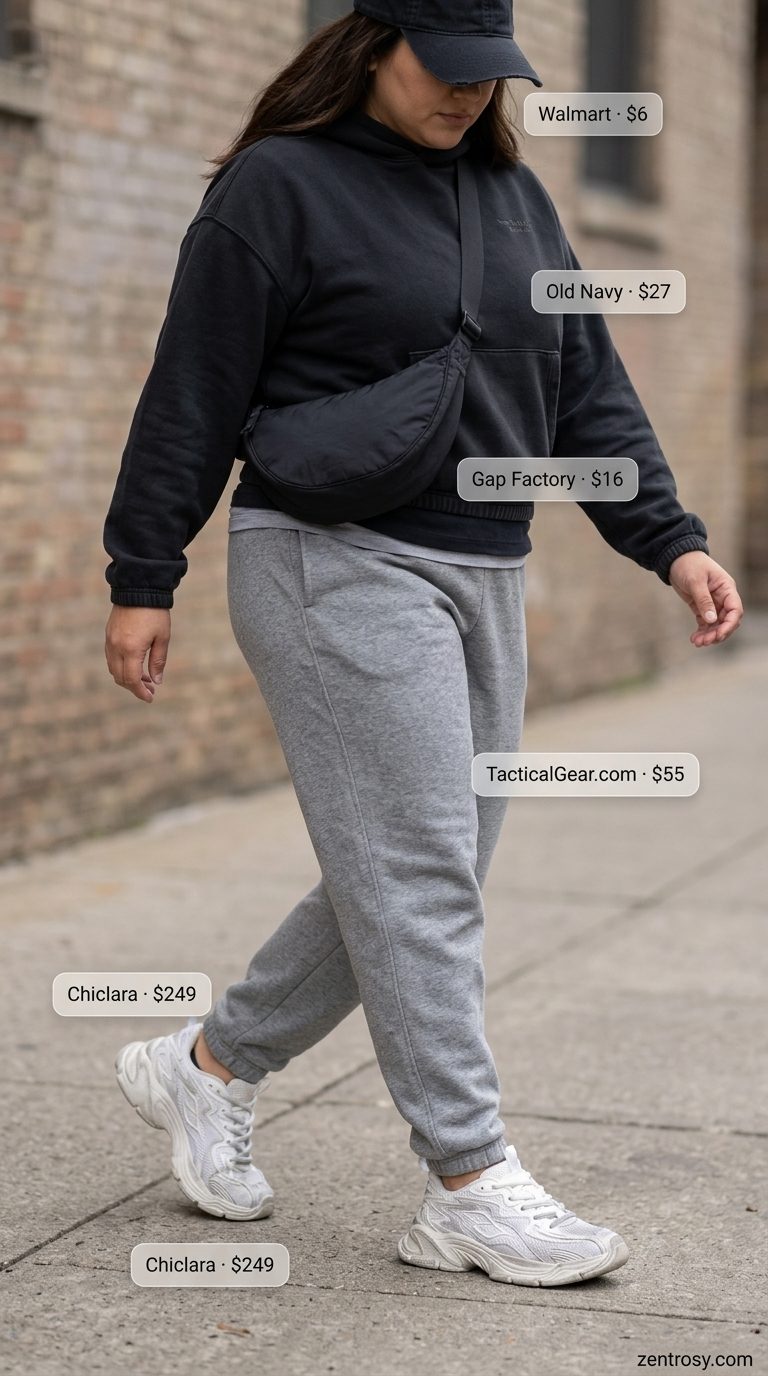 Cute preppy summer outfits for women 2026: Joggers, hoodie, sneakers for athleisure.
