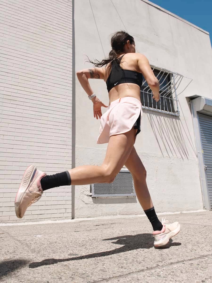 Pink Running Shorts with Black Trim and Sneakers Pink Running Shorts with Black Trim and Sneakers — Cute Running Outfits