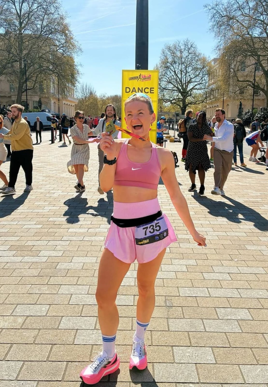 Pink Skirted Shorts with Bib Number Pink Skirted Shorts with Bib Number — Cute Running Outfits