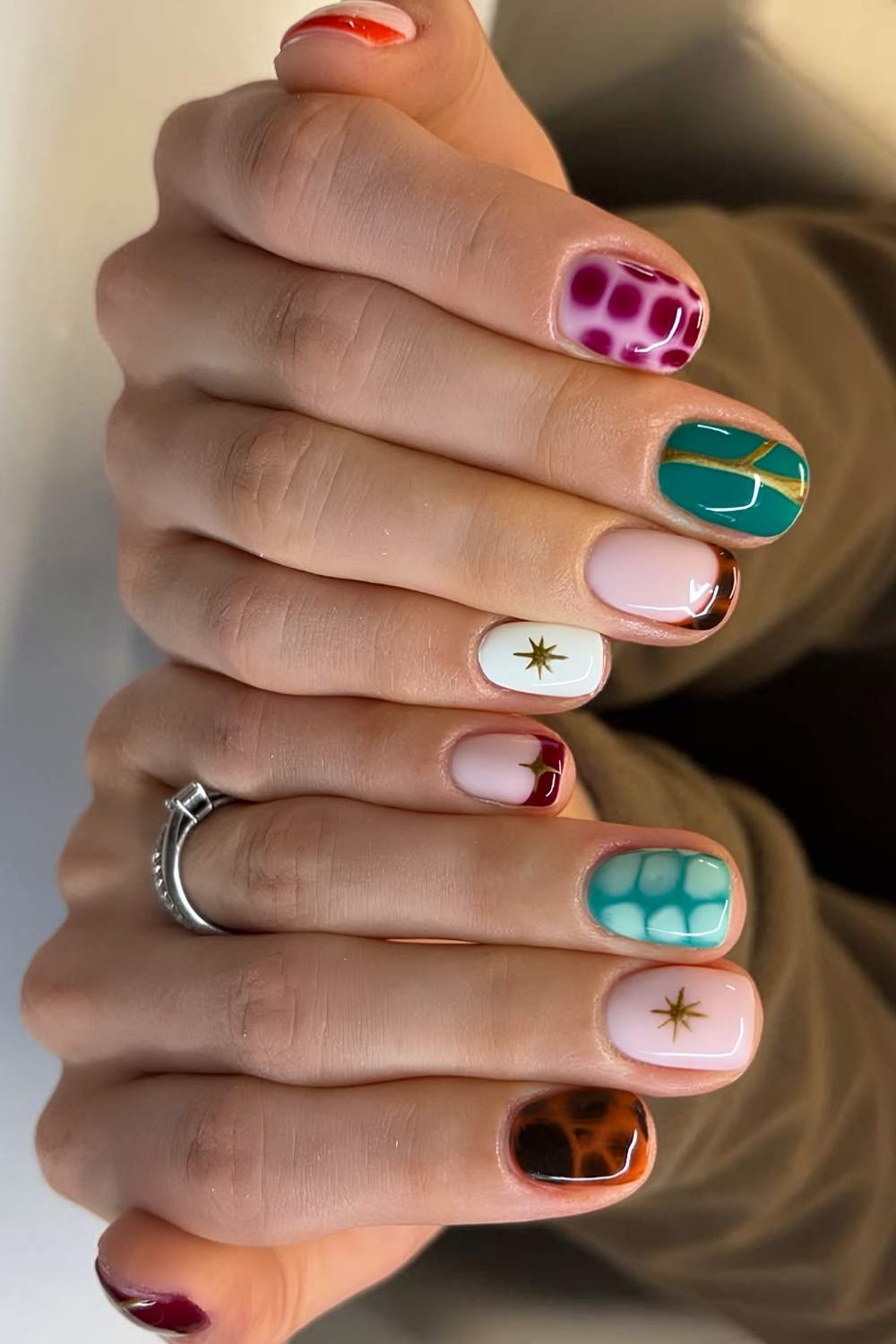 Short Square Mixed Finish Party Nails — Cute Short Birthday Nails