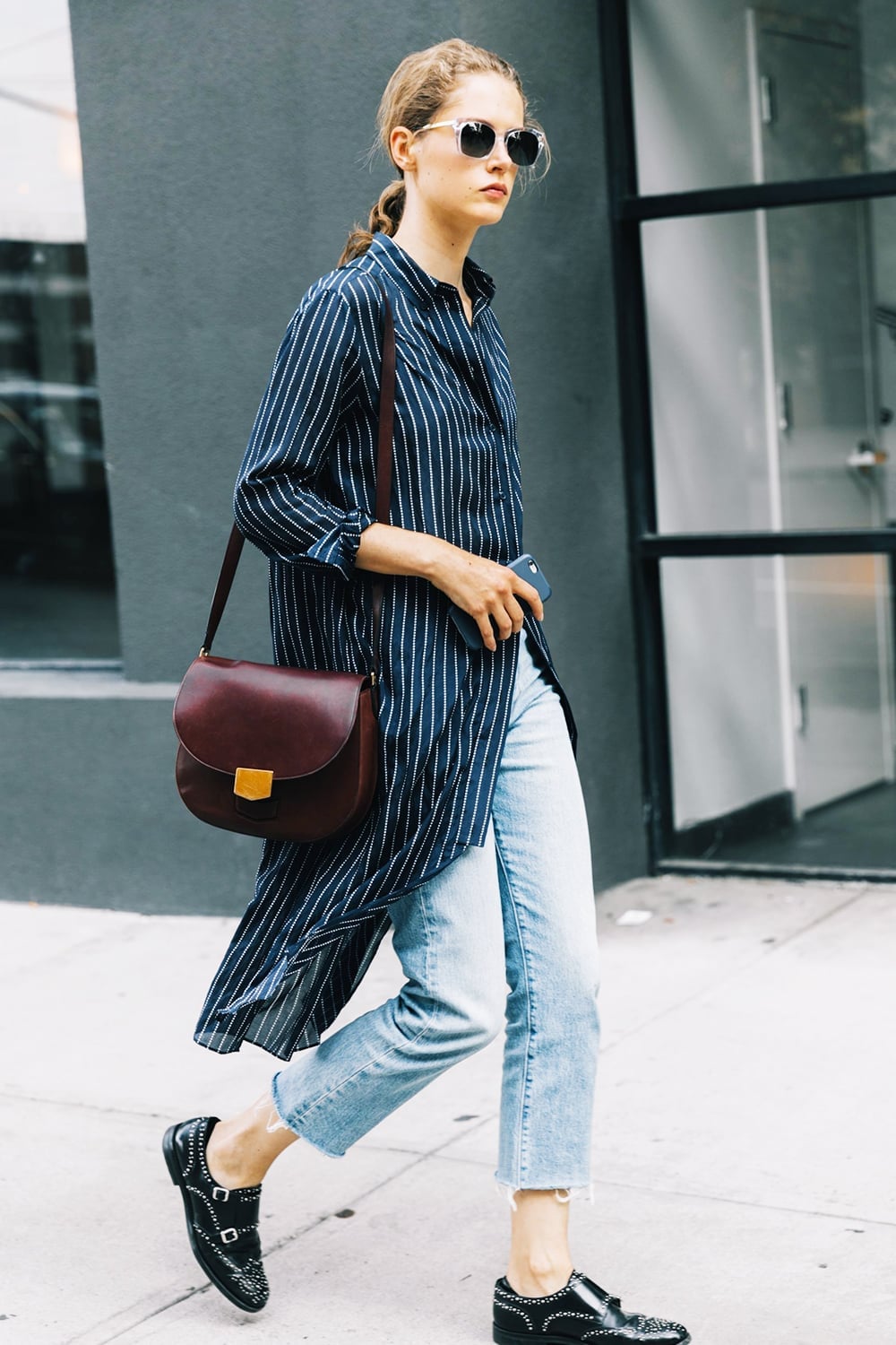 Oversized Striped Shirt With Straight Leg Jeans Oversized Striped Shirt With Straight Leg Jeans — Cute Simple Outfits