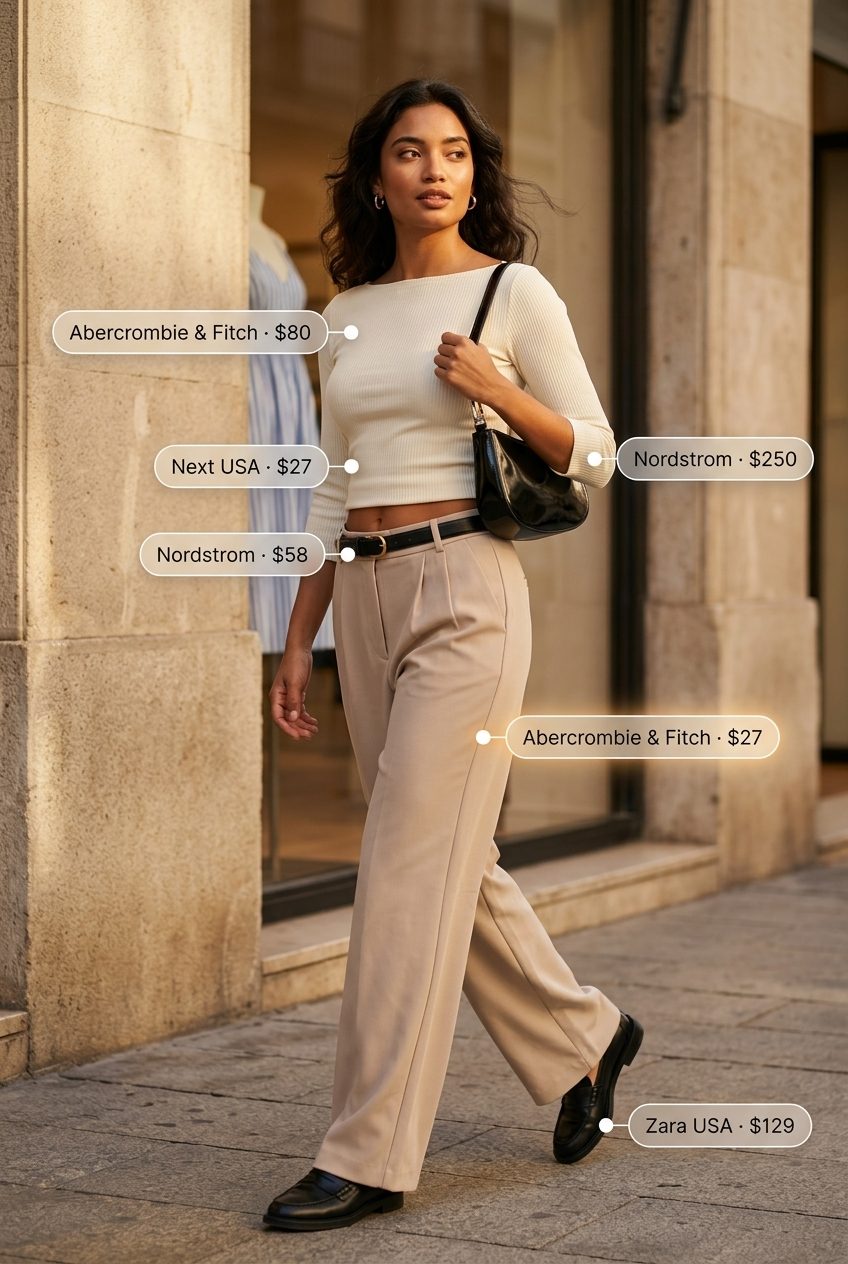 Cute summer boat outfits for women 2026: Cream boat neck top, wide-leg trousers, loafers for city chic.