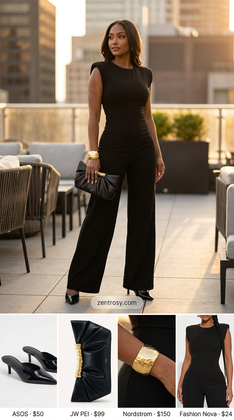 Chic cream wide-leg jumpsuit for women, ideal for evening out, dinner dates, or summer cocktails in 2026.