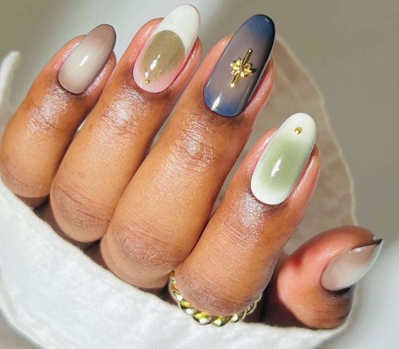 Medium Almond Ombre Cat-Eye Effect Medium Almond Ombre Cat-Eye Effect — Cute Trendy Nails