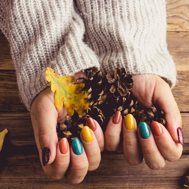 Short Square Fall Colors Glitter and Glossy Short Square Fall Colors Glitter and Glossy — Cute Trendy Nails