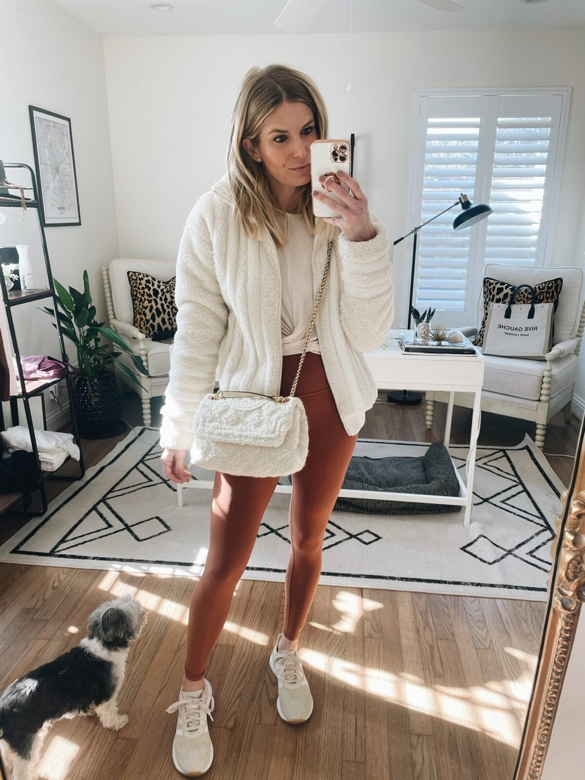 Sherpa Jacket Over T-Shirt and Leggings Sherpa Jacket Over T-Shirt and Leggings — Cute Unique Outfits