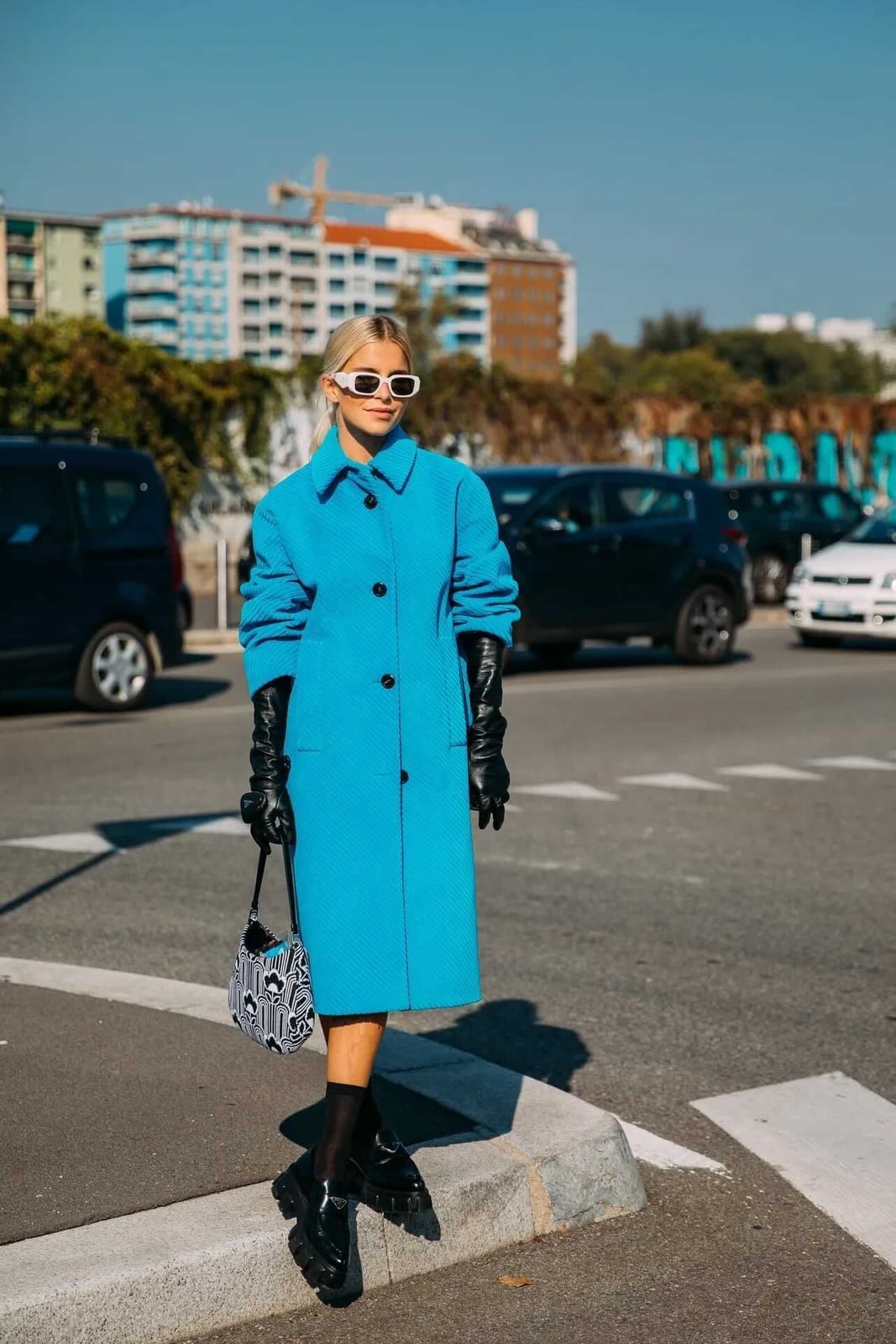 Vibrant Blue Longline Coat with Loafers Vibrant Blue Longline Coat with Loafers — Cute Unique Outfits