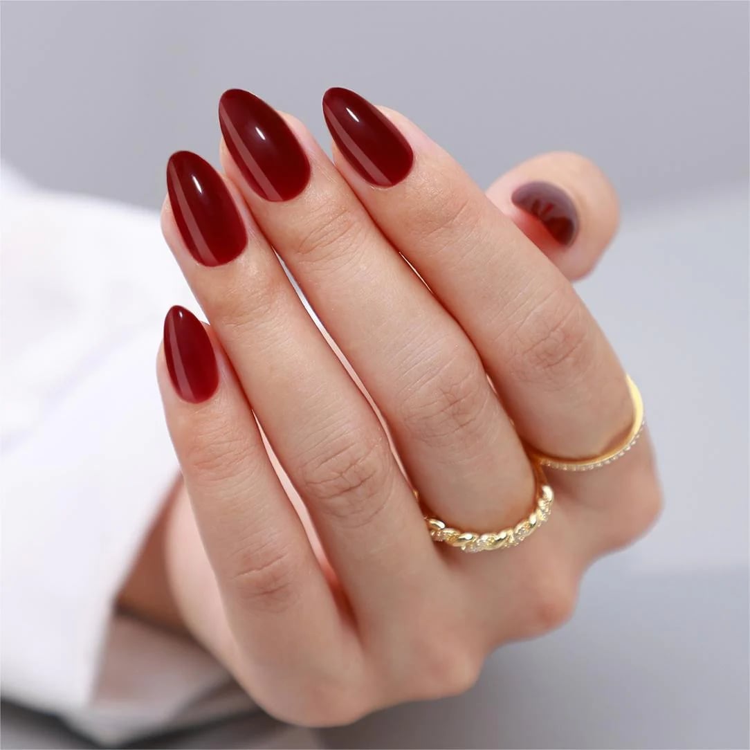 Short Almond Burgundy Press-On Nails Short Almond Burgundy Press-On Nails — Cute Wine Nails