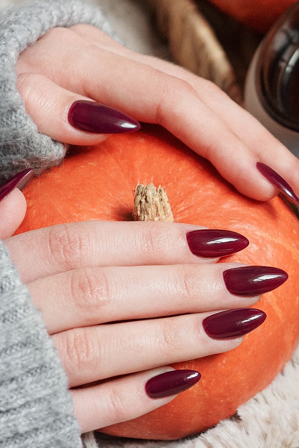 Glossy Deep Burgundy Long Stiletto Nails, Office-Safe Version Glossy Deep Burgundy Long Stiletto Nails, Office-Safe Version — Cute Wine Nails