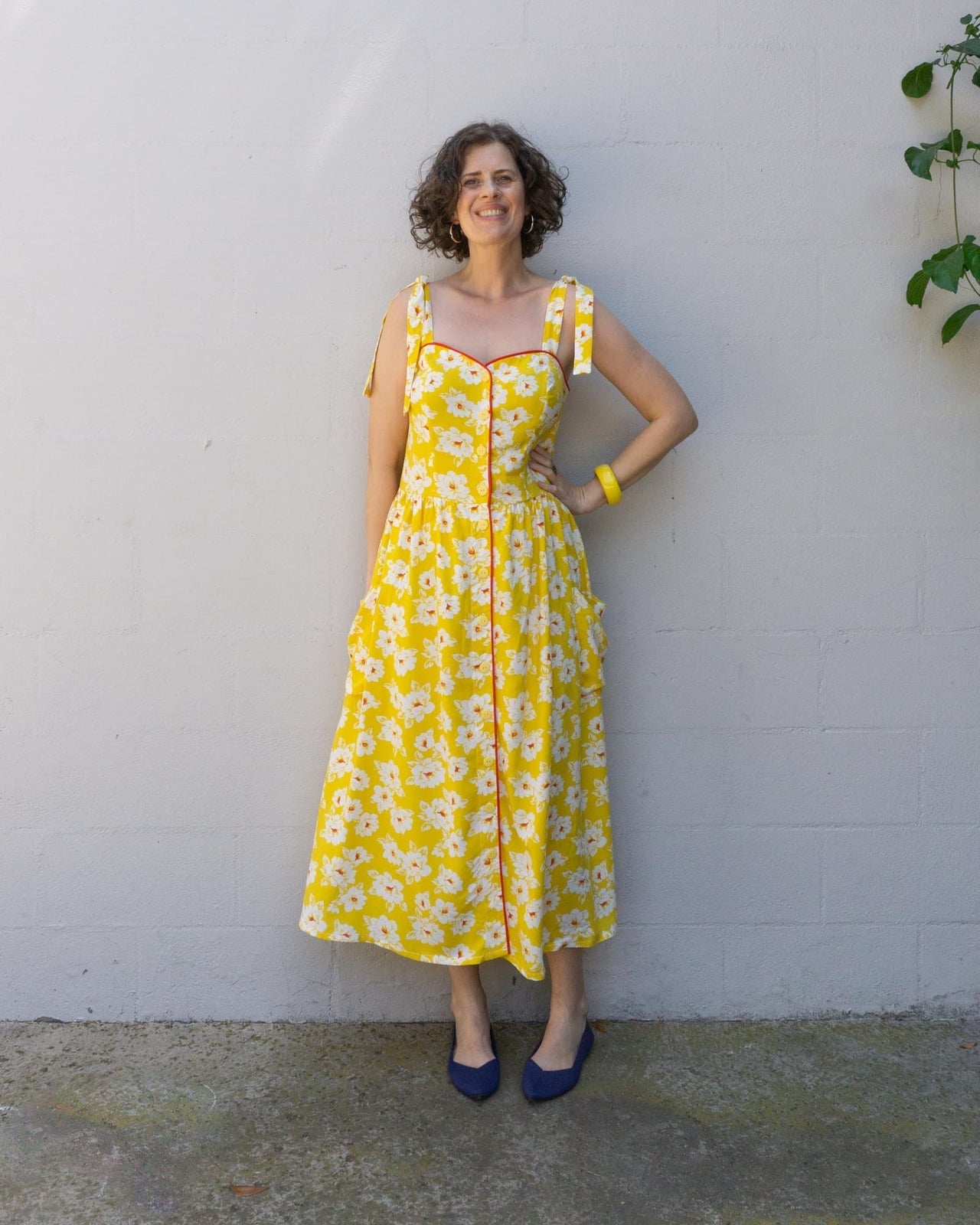 Yellow Floral Print Button Front Midi Dress Yellow Floral Print Button Front Midi Dress — DIY Dress Designs