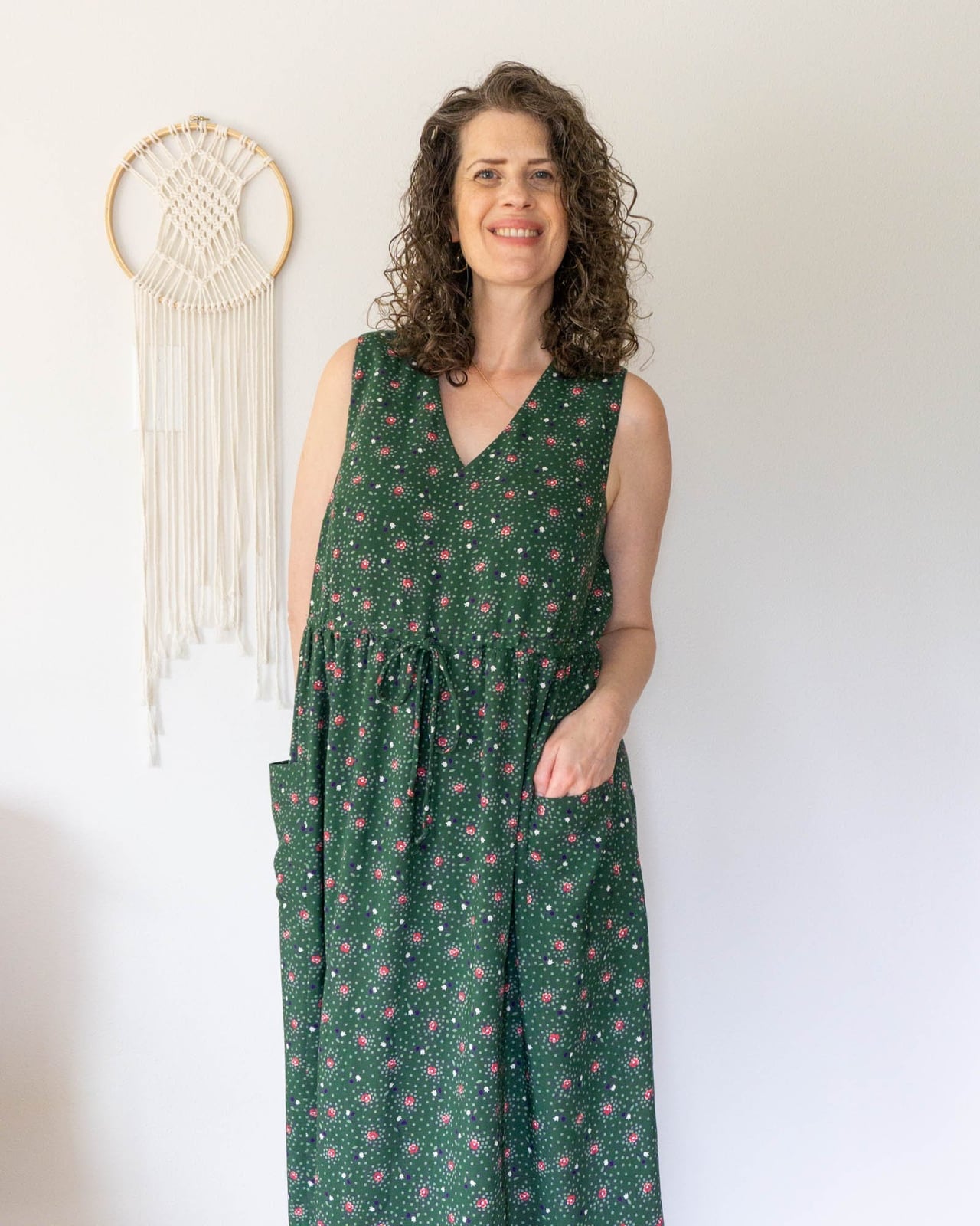 Green Floral Print Drawstring Waist Dress Green Floral Print Drawstring Waist Dress — DIY Dress Designs