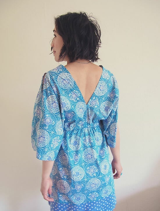 Blue and White Circular Print Loose Fit Dress Blue and White Circular Print Loose Fit Dress — DIY Dress Designs