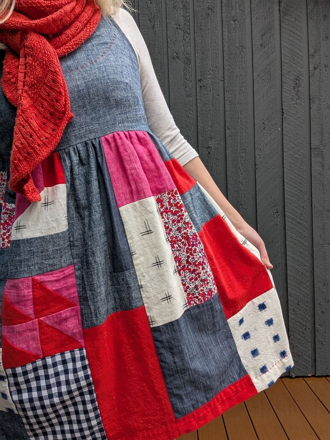 Tiered Patchwork Dress Over Long Sleeve Top Tiered Patchwork Dress Over Long Sleeve Top — DIY Dress Designs